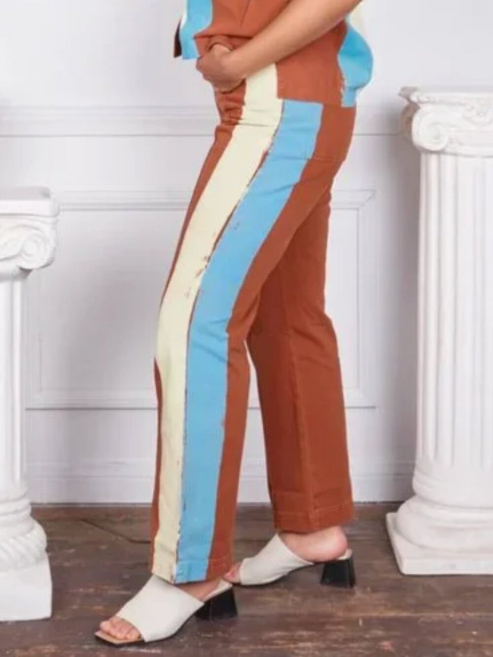 Big Bud Press Hand-Painted Stripe Western Pants in Burnt Terracotts